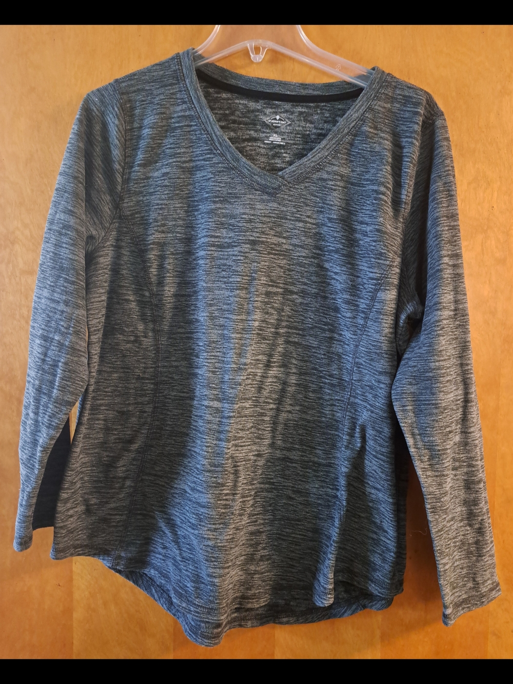 St. John's Bay Gray And Black V-Neck Long Sleeve Top